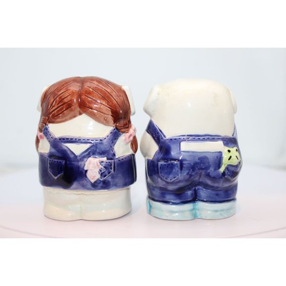 Salt & Pepper Shakers - UCCG Pigs in Jeans Overalls w/ Napkin Holder made in Tai - Picture 2 of 8